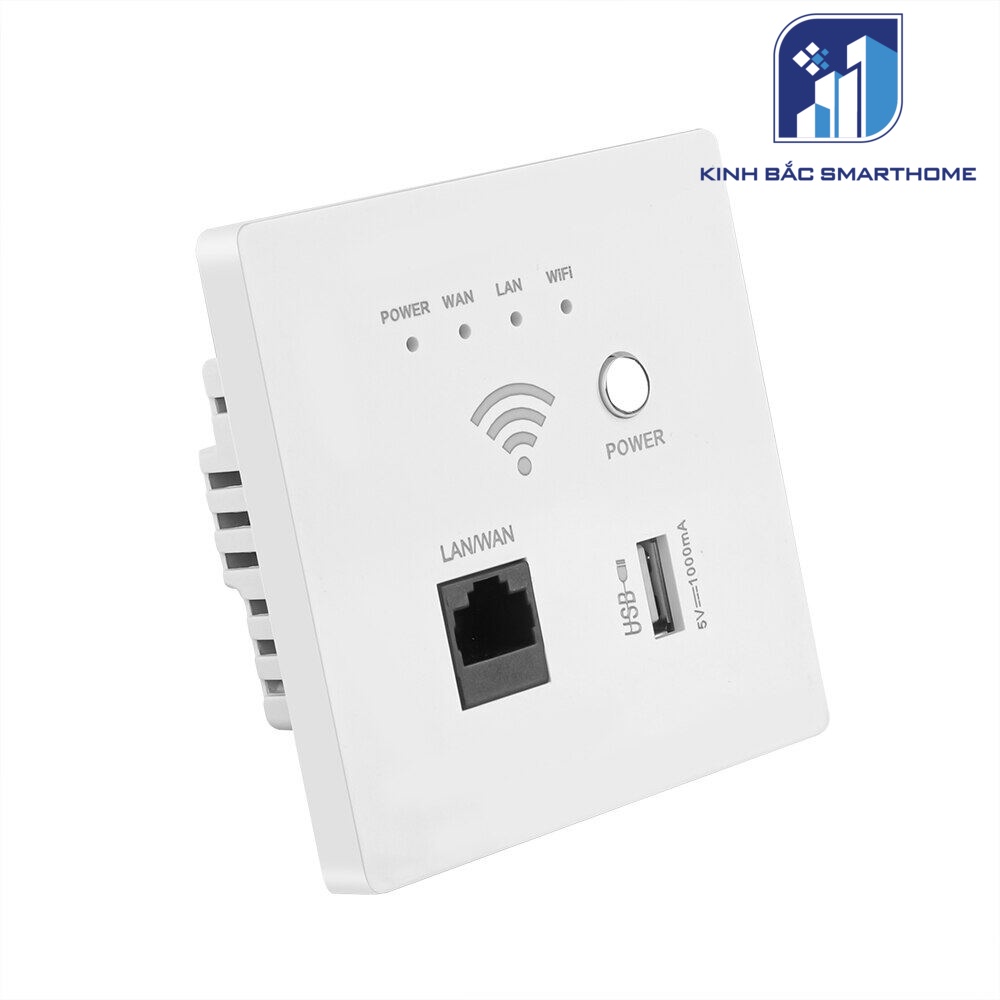 Bộ Phát WIFI Âm Tường Chuẩn N 300mbps + 1 LAN(Rj45) và USB - Thiết Kế Chuẩn Vuông