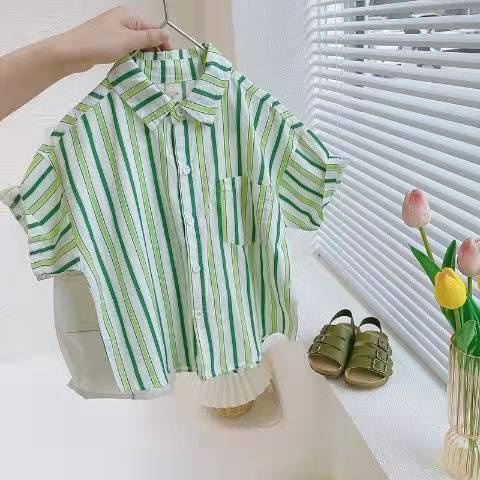 Áo Sơ Mi Mỏng Mùa Hè Tay Cộc Thoải Mái Phong Cách Mori Phương Tây Dễ Phối Đồ Cho Bé Trai