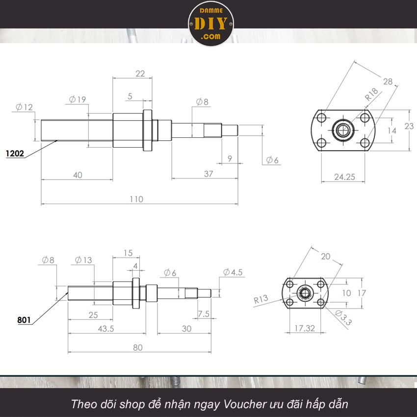 Vitme bi độ chính xác cao 1002 1202 801 bước nhỏ tinh chỉnh chính xác