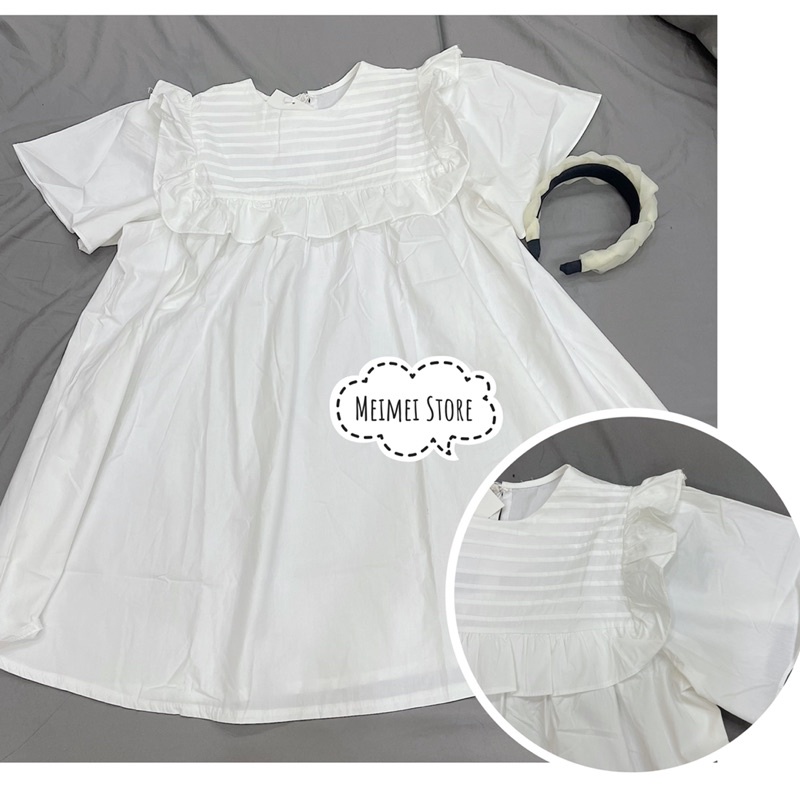 Váy babydoll dáng xoè - Đầm trắng babydoll ngắn cộc tay