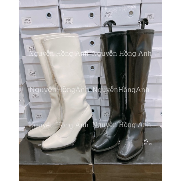 bốt gối (boot đùi) siêu ôm da lì trơn- khoá gót 7p (full hộp) mã 249