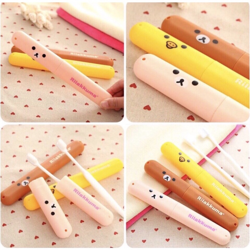 Hộp Đựng Bàn Chải Du Lịch - Hộp Đựng Bàn Chải Đánh Răng Gấu Rilakkuma Đáng yêu NAVI