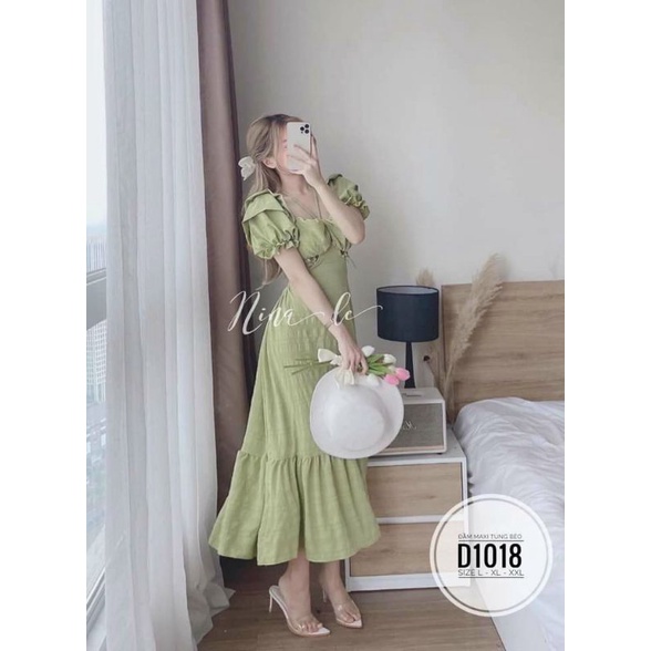 Đầm maxi tùng bèo