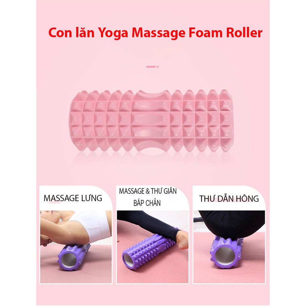 Ống trụ lăn giãn cơ Yoga Foarm Roller Massage lưng, cơ thể tại nhà, con lăn thể thao bằng xốp SAKOMART