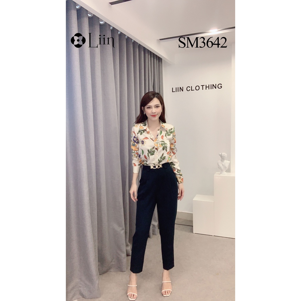 Áo sơ mi nữ dài tay chất Lụa cao cấp họa tiết Lá Hoa xinh xắn Liin Clothing SM3462 | BigBuy360 - bigbuy360.vn