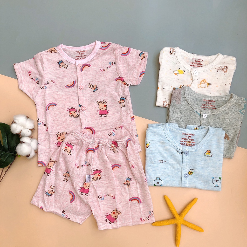 [XẢ KHO] Bộ Quần Áo Sơ Sinh Cotton Cho Bé Trai Bé Gái - Đồ Cộc Tay Cài Nút Sơ Sinh Mềm Mỏng Mát3-15M