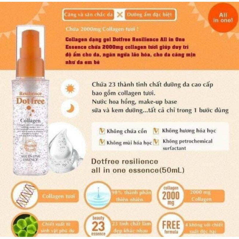 Serum dưỡng trắng da ngăn lão hoá Collagen tươi Dotfree Nhật Bản 50ml