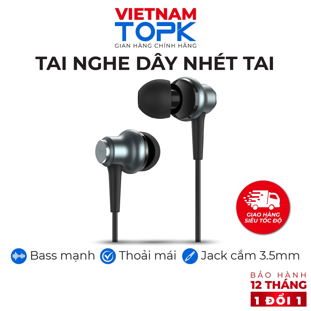 Tai nghe nhét tai có dây TOPK F37 - Âm thanh Stereo Hifi - Jack cắm 3.5mm - Hàng chính hãng - Bảo hành 12 tháng