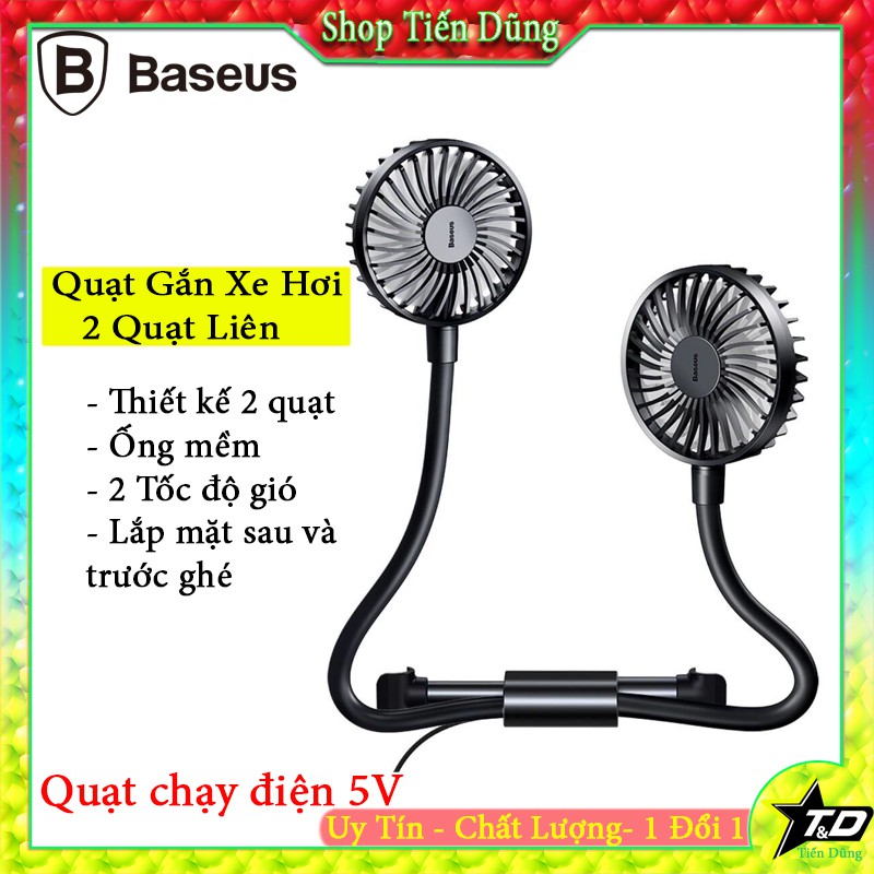 Quạt gắn ghế xe hơi baseus gắn được ghế sau và trước xoay 360 độ có 2 tốc độ gió