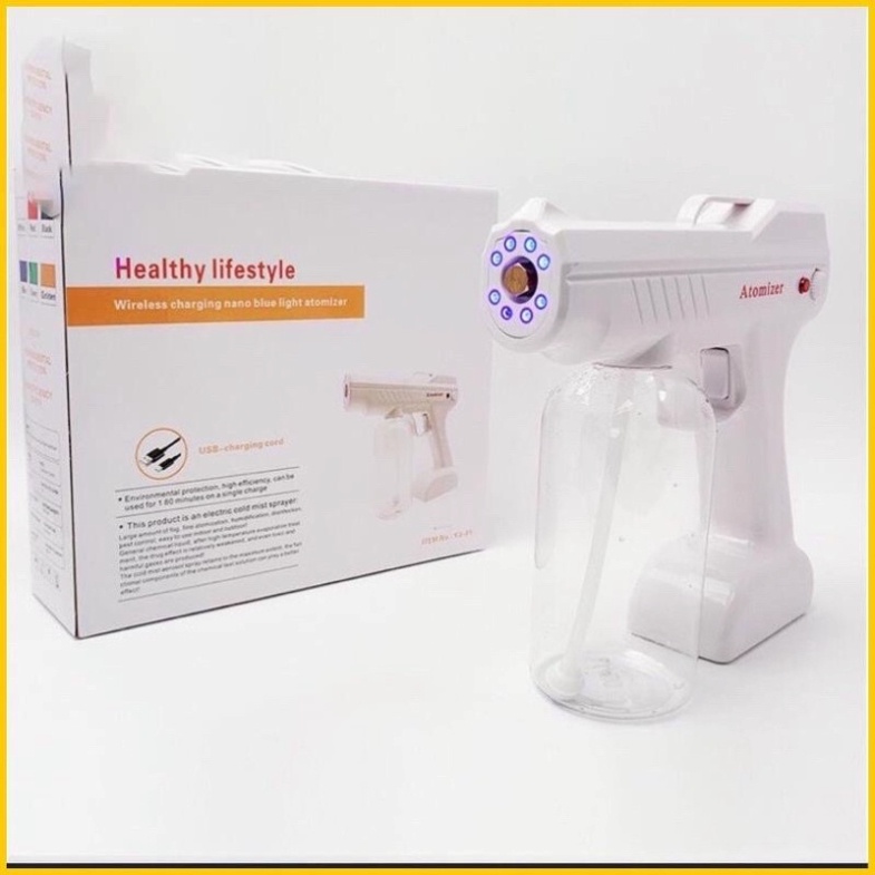 Súng phun khử trùng Atomizer Nano bạc cầm tay tự động 8 mắt , máy phun khử khuẩn mini phòng dịch tia uv sát khuẩn .