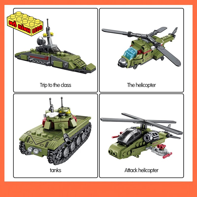 Đồ chơi lắp ráp lego giá rẻ 6 trong 1 Sembo block 105330-35 mô hình xe tăng máy bay chiến đấu