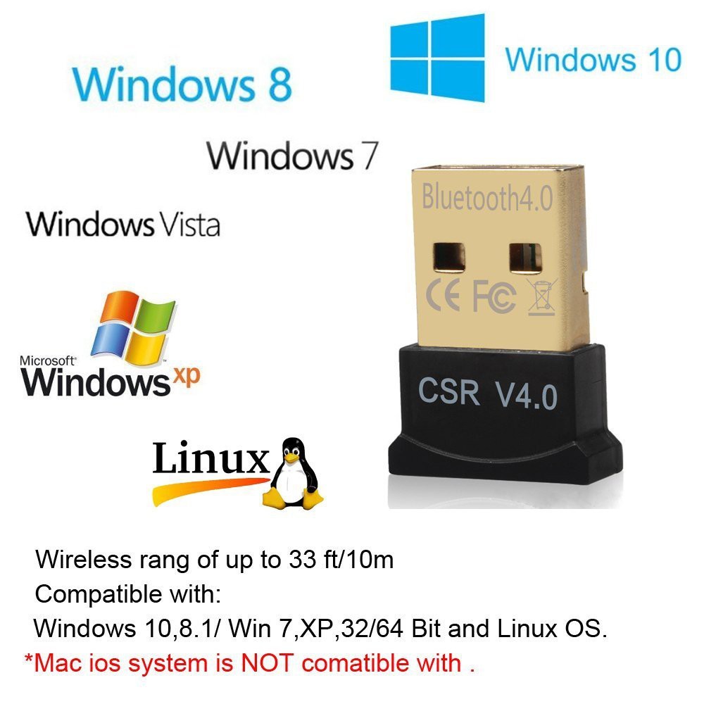 Bộ chuyển đổi không dây Micro USB CSR 4.0 Chế độ kép Bộ phát dongle không dây nhỏ cho PC Windows 10 8 Win 7 Vista XP, Chuột và bàn phím, Tai nghe