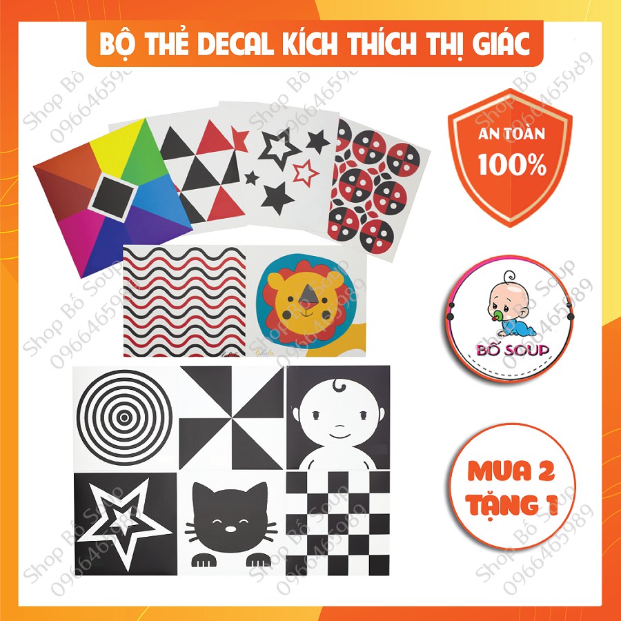 Bộ Thẻ Kích Thích Thị Giác Giúp Bé Phát triển Toàn Diện [Chuẩn Phương Pháp Montessori] Shop Bố Soup