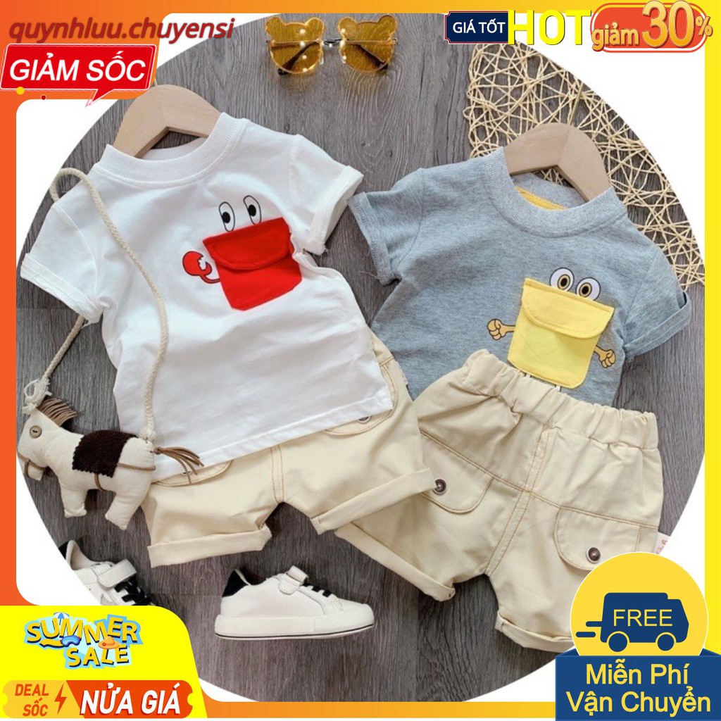 BÁN SỈ BỘ COTTON ÁO TÚI MÀU QUẦN SOC KAKI BÉ TRAI BT23