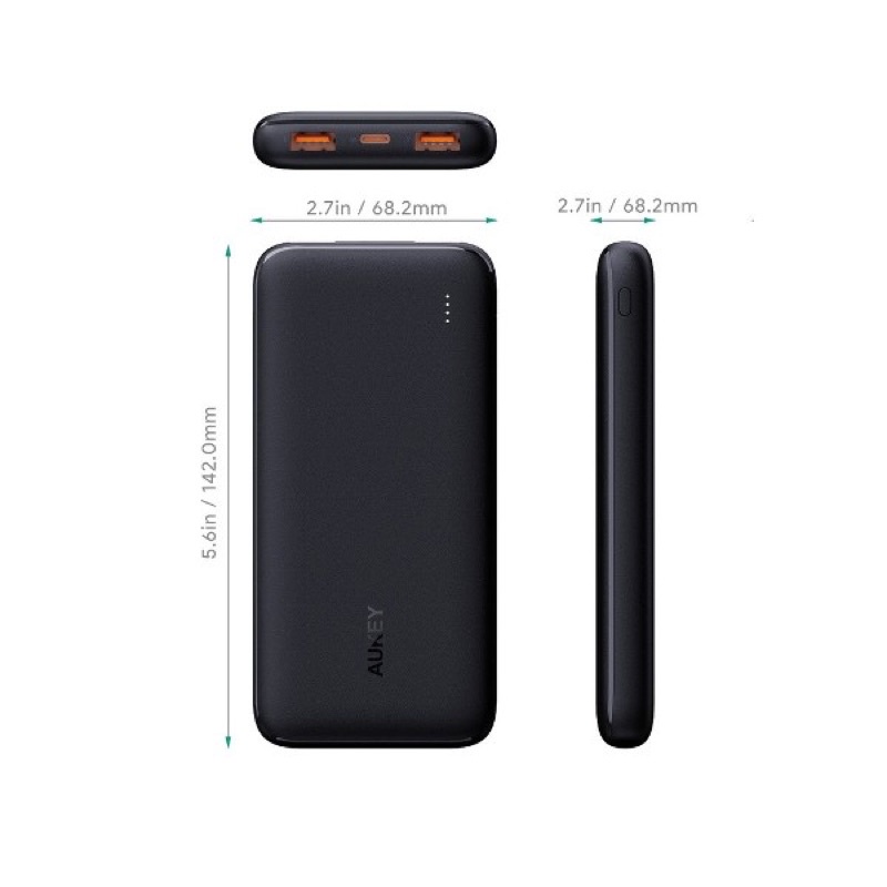 Sạc dự phòng Aukey PB-N73S 10.000mAh  Slim siêu mỏng, sạc nhanh PD và QC 3.0 max 18w