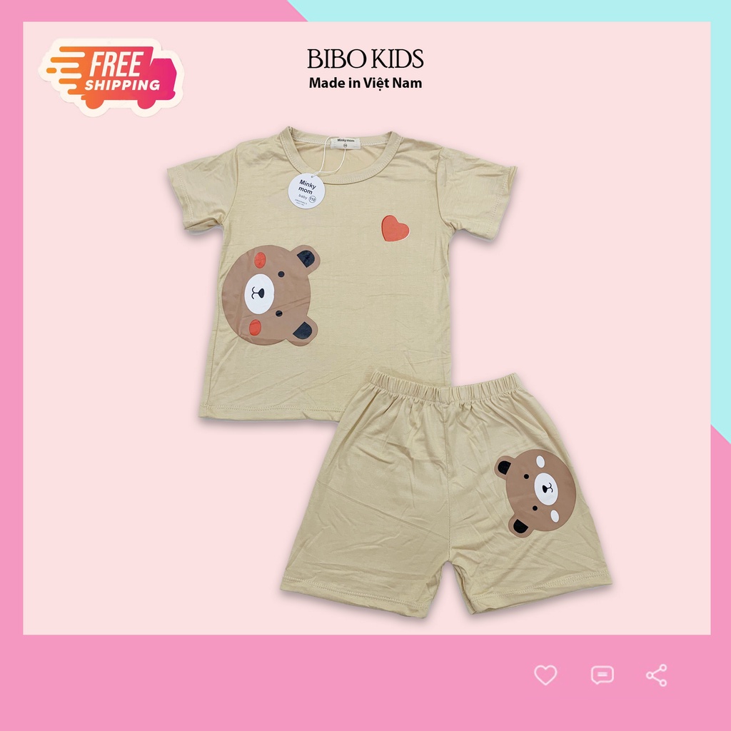 Bộ cộc tay thun lạnh Minky mon chất liệu cao cấp co dãn 4 chiều, sờ mịn tay mặc mát mẻ cho bé trai bé gái