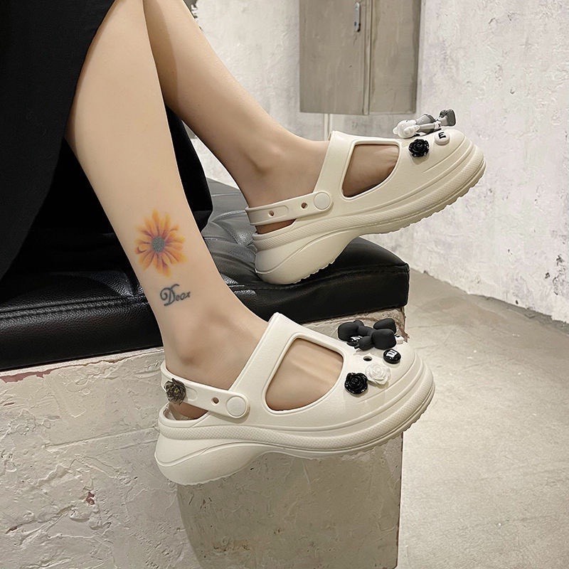 [ Tặng hình gắn như ảnh ] Dép cross Sandal Đế Dày,Dép Sandal nữ Tăng Chiều Cao 6cm  Tặng Kèm full bộ stiker(tăng size)