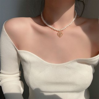 Choker ngọc trai nhân tạo mặt trái tim
