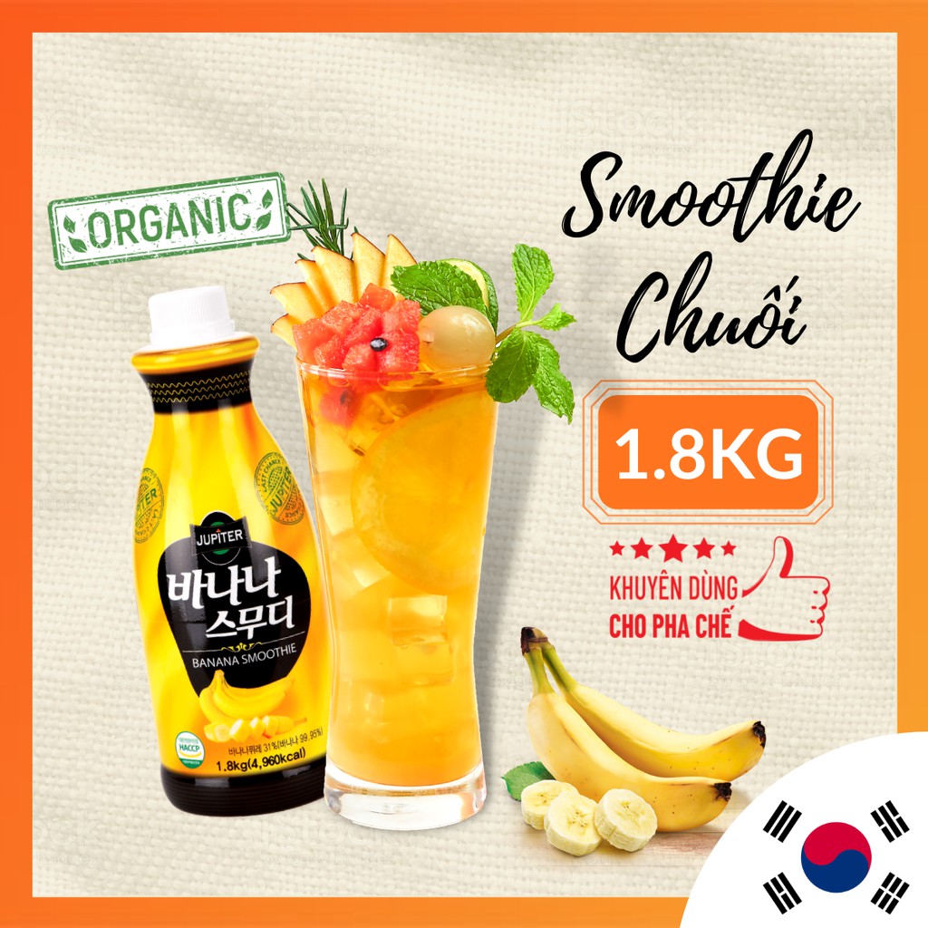 Smoothie Chuối Banana làm trà trái cây, đá xay, soda thay thế Sinh tố Syrup Siro Puree - JUPITER