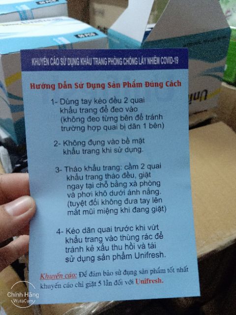 Hộp 50c khẩu trang vải 3lớp poly kháng khuẩn Unifresh