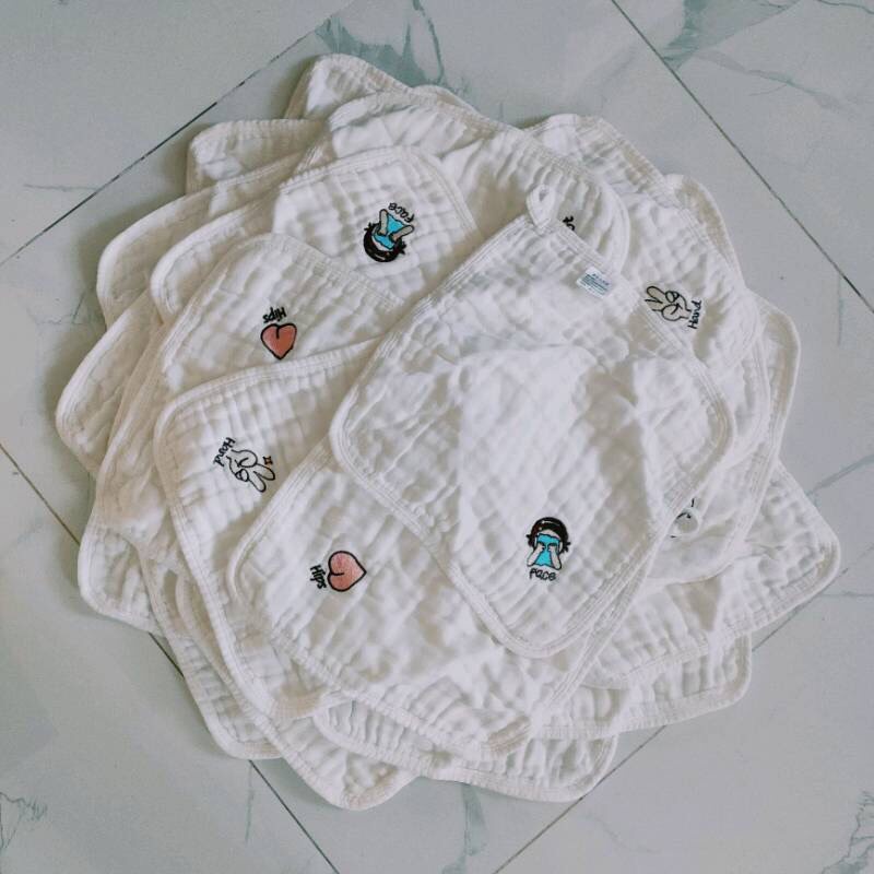 Khăn sữa cho bé, Set 5 khăn xô 6 lớp cotton kích thước 30*30 mềm mịn hoạ tiết xinh xắn cho bé yêu TiTiShp