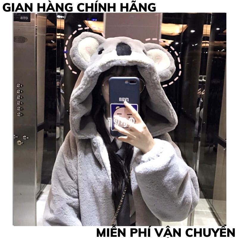 Áo Khoác  Mũ Gấu Cute Chất Lông Dày Đẹp- Áo Nỉ Lông Mũ Gấu Xám Hot ,bộ ngủ lông ulzzang THƠI TRÂNG 1989 | BigBuy360 - bigbuy360.vn