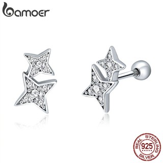 Bamoer bông tai bạc 925 hình ngôi sao lấp lánh