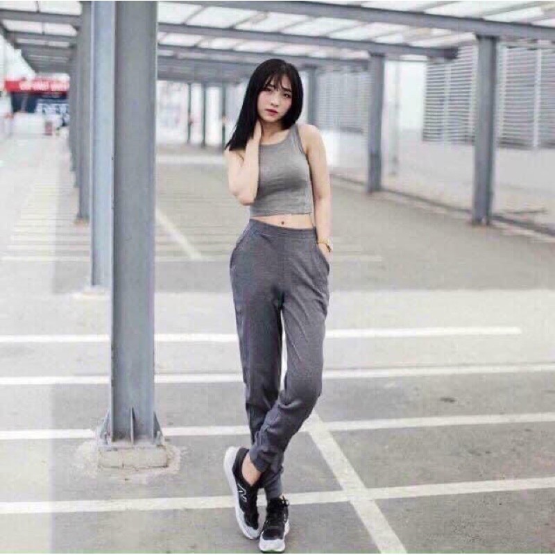 Quần joggers nữ len tăm bo gấu lưng thun💥Quần joger len tăm cao cấp[dầy dặn, co dãn tốt, free ship] | BigBuy360 - bigbuy360.vn