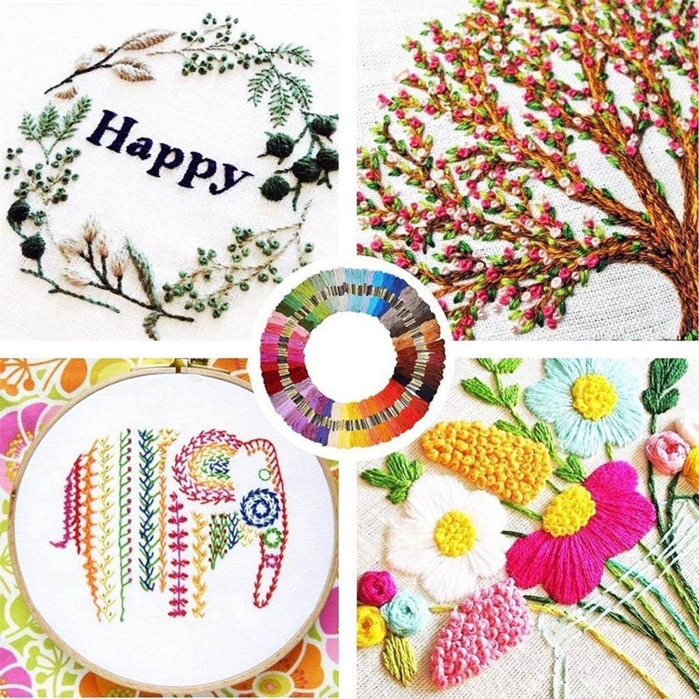 Bộ 50 chỉ thêu 6 màu chất liệu polyester cotton