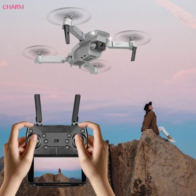 Máy bay điều khiển Flycam Drone E88, E58 nâng cấp có camera 4K HD Wifi FPV trực tiếp kèm túi