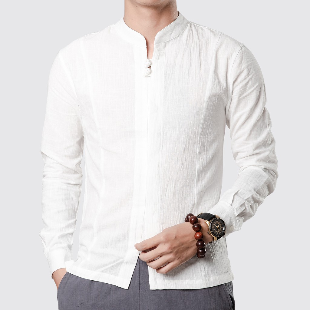 Áo đũi Trung Niên dài tay cổ trụ cúc tết chất lượng cao - Rough | BigBuy360 - bigbuy360.vn