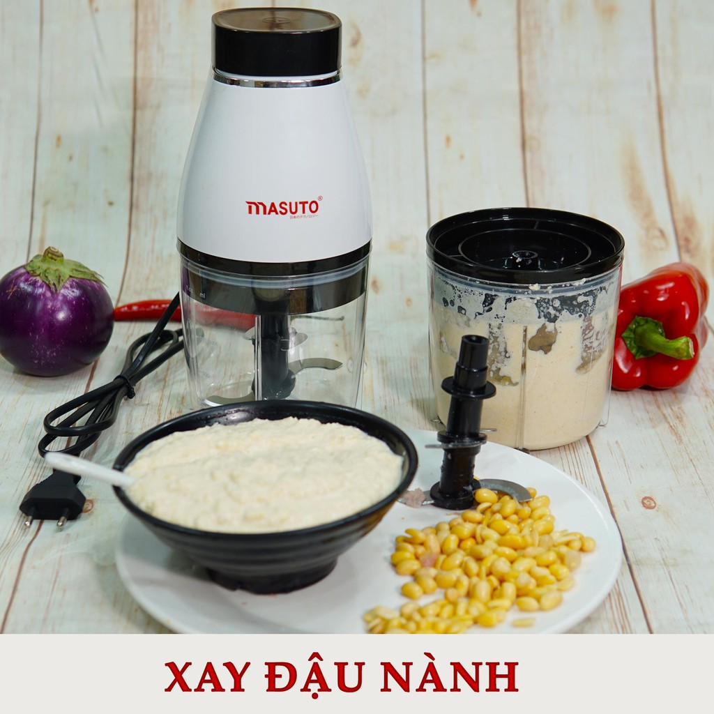 Máy xay sinh tố gia đình đa năng Masuto xay thịt tôm cá ăn dặm siêu nhuyễn mịn chỉ 10s cối 0,6L TẶNG CHẢO TỪ VÂN ĐÁ