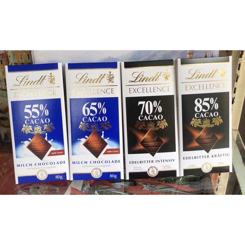 Socola Lindt Excellence 55%,65%,70%,85% Cacao(80g)