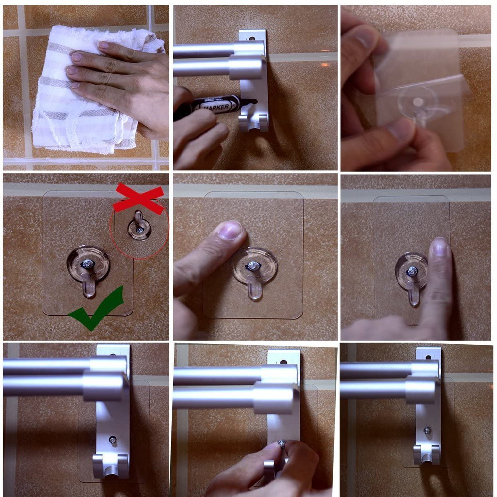 Miếng Dán Tường Kèm Ốc Đinh Vít - Móc Dán Đinh Không Cần Khoan Tường Treo Tranh, Treo Kệ