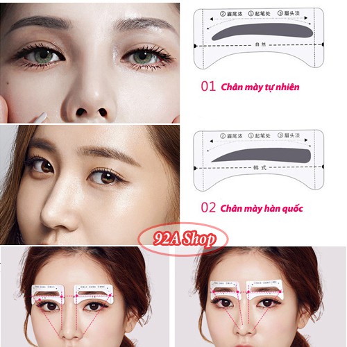 [MAKEUP TOOLS] BỘ 4 KIỂU 16 KHUÂN DÁN VẼ CHÂN MÀY