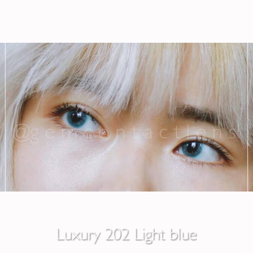 Áp Tròng Tây LUXURY 202 Light Blue - HSD 1 NĂM Lens Xanh Ngọc Không Viền Không Giãn Quyến Rũ Ấn Tượng