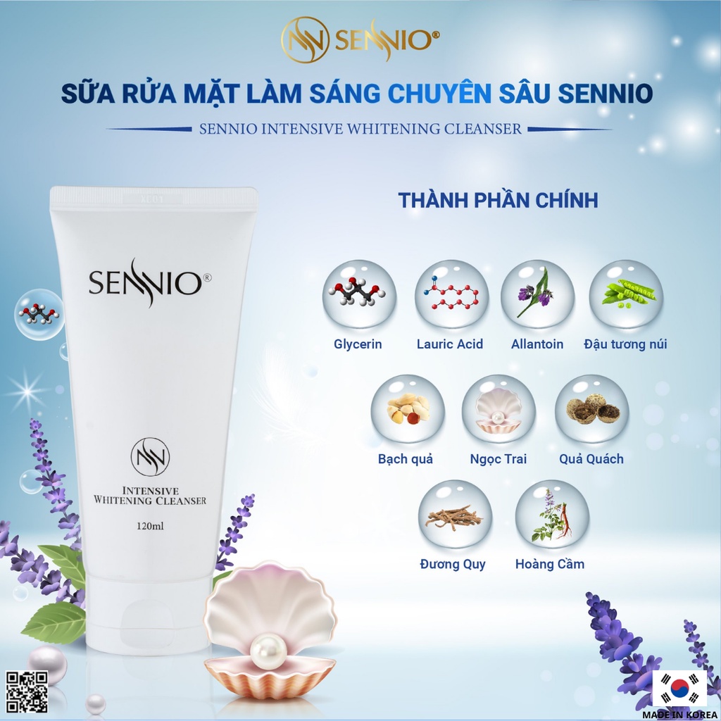 Sữa rửa mặt tạo bọt sạch sâu kiềm dầu cân bằng pH, bảo vệ hàng rào da 125ml Sennio Daily Cleanser SNO 601 dịu nhẹ cho da