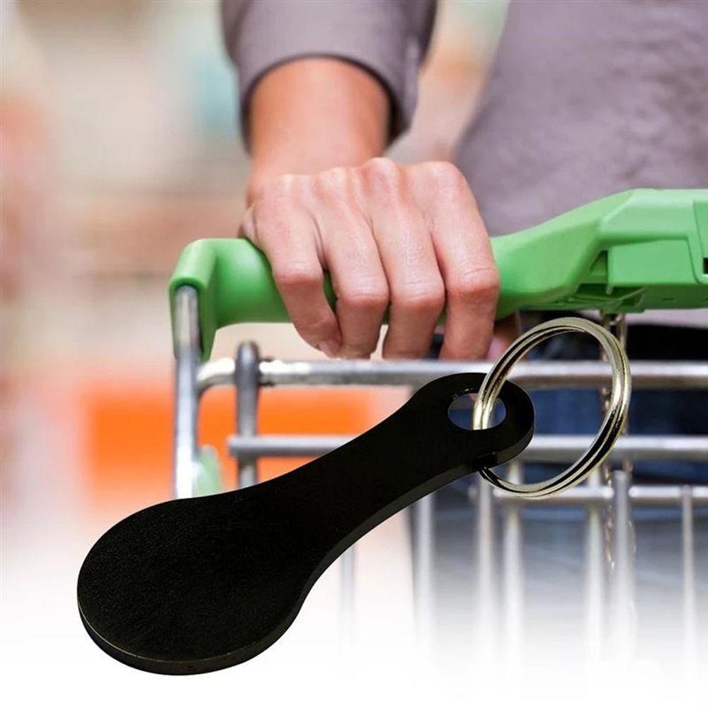Móc Khóa Xe Đẩy Mua Sắm Bằng Thép Không Gỉ Màu Đen