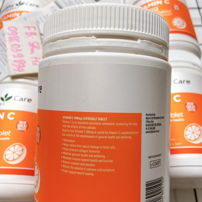 (Mẫu mới) Healthy Care Vitamin C 500mg 500 viên Úc - đủ bill Chemist | BigBuy360 - bigbuy360.vn