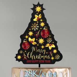 Set 10 thẻ Merry Christmas cây thông đen