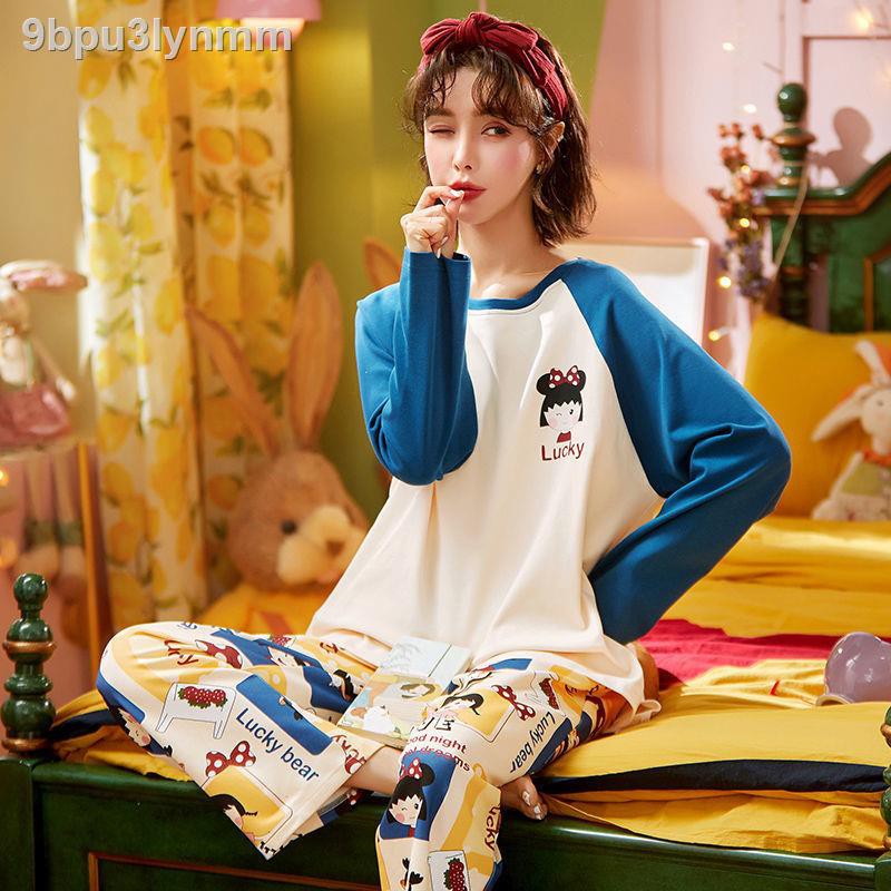 Đồ bộ/ Đồ mặc nhàPyjama nữ mẫu xuân thu cao cấp cotton tinh khiết dài tay kiểu công chúa dễ thương dáng mới lạ người nổi