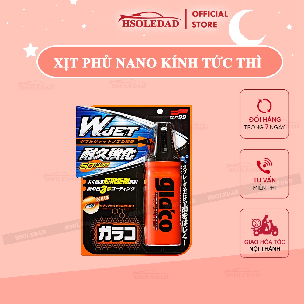 Phủ Nano kính ô tô chống mưa tức thì Glaco &quot;W&quot; Jet Strong - Soft99