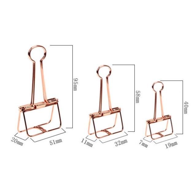 Kẹp giấy MILASO kẹp bướm kim loại dạng khung 3 size nhiều màu độc đáo SC-001357