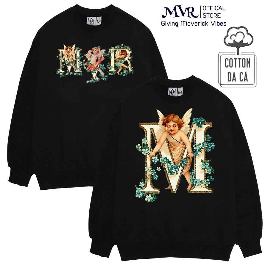 Áo Sweater Cotton Da Cá Hàn Quốc ao thun tay dài hình thiên thần hoa giáng sinh noel Cho Nam và Nữ MVR TT739-TT740