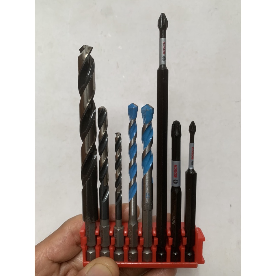Bộ mũi khoan bê tông , tường , gạch men , inox , sắt thép , mũi vít PH1 PH2 PH3 thương hiệu Bosch thông dụng