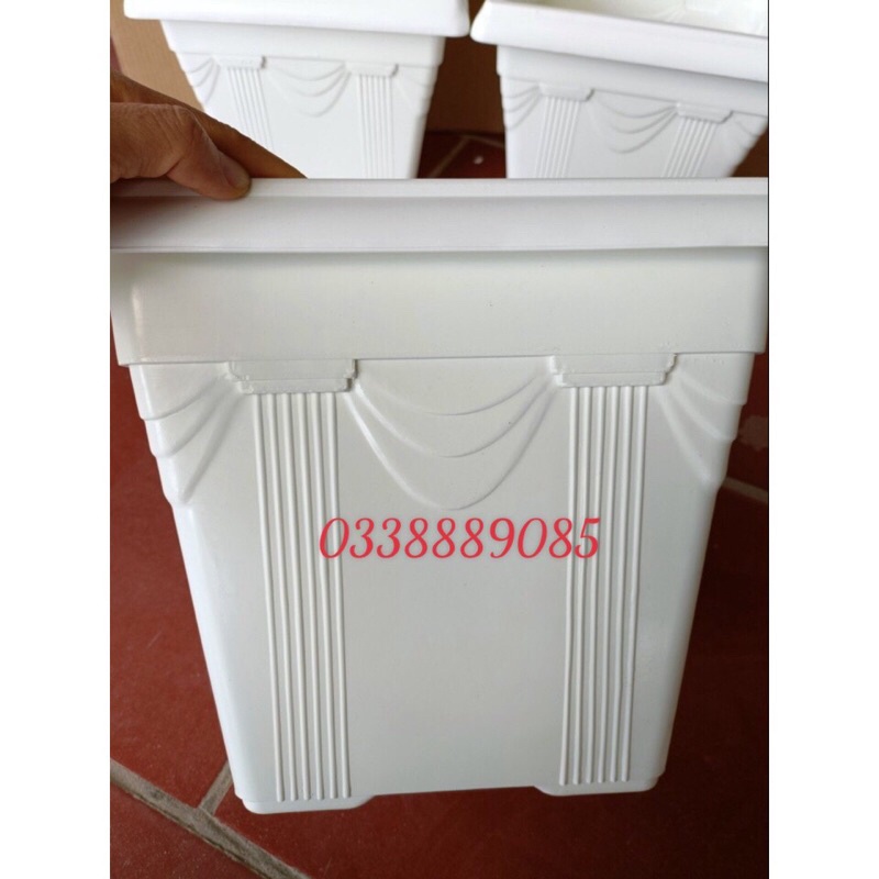 Chậu nhựa vuông V30 (30x30cm) có vành họa tiết nổi sang, dày, tráng men sứ đẹp,hàng sẵn kho