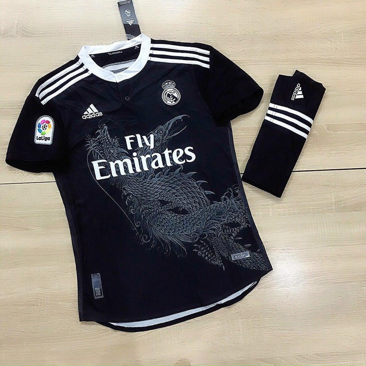 Bộ Quần Áo Bóng Đá Nam Real Đen Vải Thái 2021 Full Logo Cực Chất - Đồ Thể Thao PP bởi Tik Shop 68