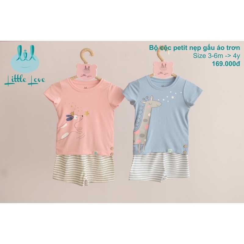 LIL Bộ cộc tay hoạ tiết quần sọc chất peptit mịn mát cho bé từ 6m-4y