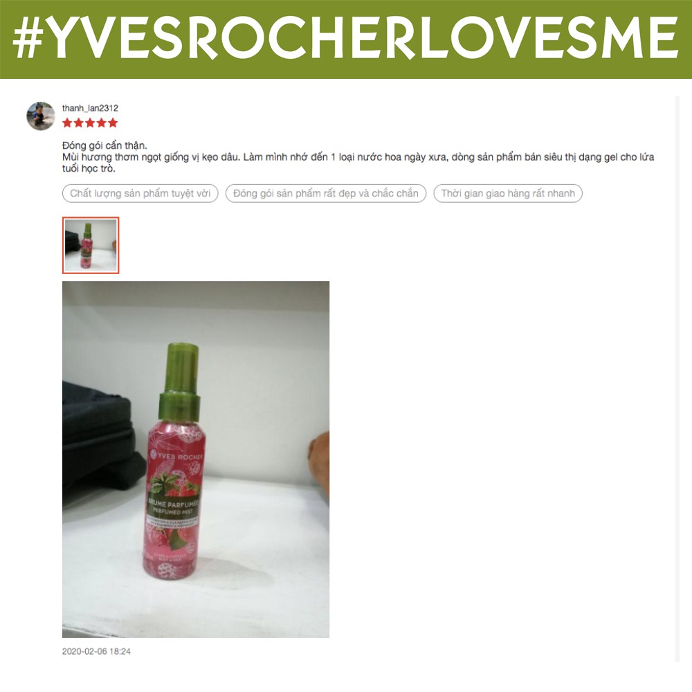 Xịt Thơm Toàn Thân Yves Rocher Sensuality Body & Hair Mist Raspberry Peppermint 100ml | Thế Giới Skin Care