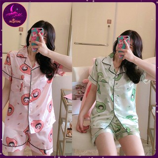 Bộ Đồ Ngủ Lụa Mùa Hè Pijama Nữ Họa Tiết Quả Bơ Cao Cấp- Không nhăn, Không xù, Không co rút